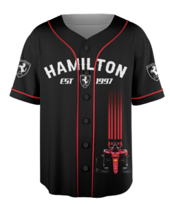 Alternative view of Lewis Hamilton Baseball Jersey, F1 Racing Graphic Jersey, Vintage Ferrari Shirt, Formula One Fan Apparel