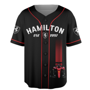 Alternative view of Lewis Hamilton Baseball Jersey, F1 Racing Graphic Jersey, Vintage Ferrari Shirt, Formula One Fan Apparel
