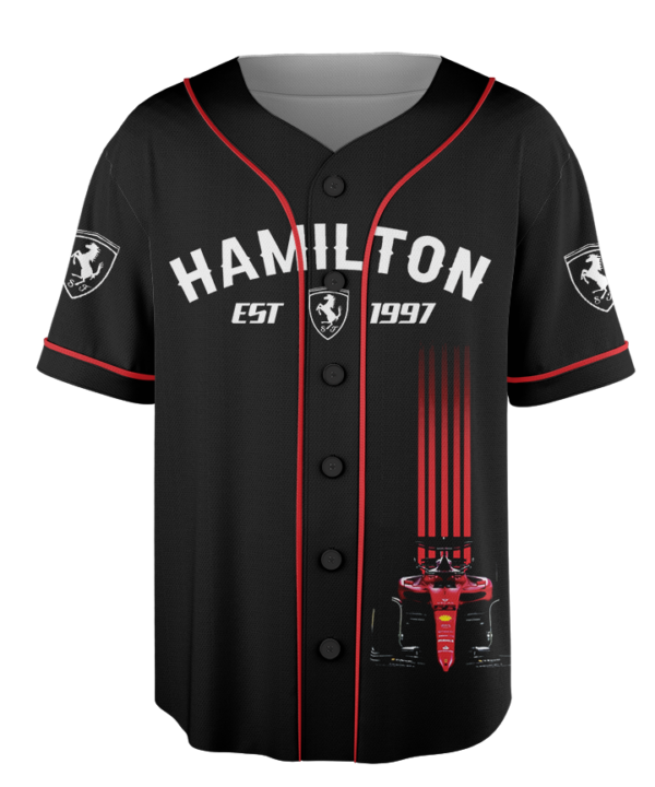 Alternative view of Lewis Hamilton Baseball Jersey, F1 Racing Graphic Jersey, Vintage Ferrari Shirt, Formula One Fan Apparel