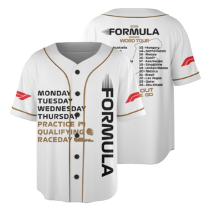 2026 F1 Race Calendar Baseball Jersey: Formula 1 Motorsport Fan Shirt