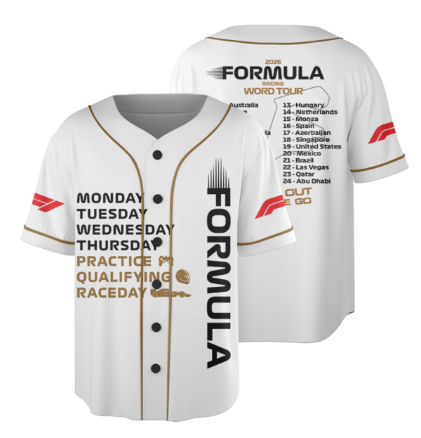 2026 F1 Race Calendar Baseball Jersey: Formula 1 Motorsport Fan Shirt