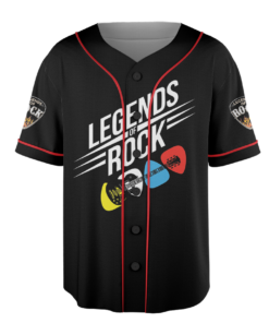 Alternative view of Legends of Rock Guitar Baseball Jersey, Vintage Band Logo Guitar Design