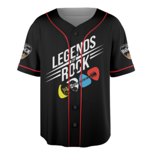 Alternative view of Legends of Rock Guitar Baseball Jersey, Vintage Band Logo Guitar Design