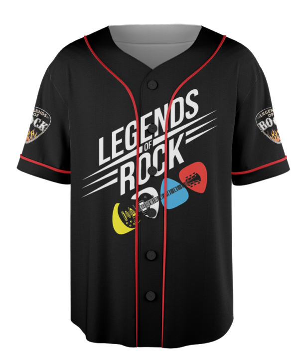 Alternative view of Legends of Rock Guitar Baseball Jersey, Vintage Band Logo Guitar Design