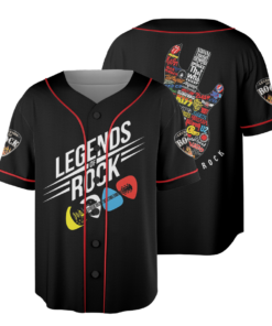Legends of Rock Guitar Baseball Jersey, Vintage Band Logo Guitar Design