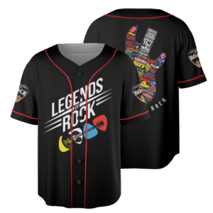 Legends of Rock Guitar Baseball Jersey, Vintage Band Logo Guitar Design