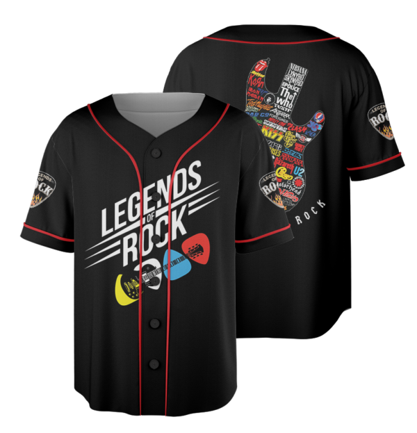 Legends of Rock Guitar Baseball Jersey, Vintage Band Logo Guitar Design