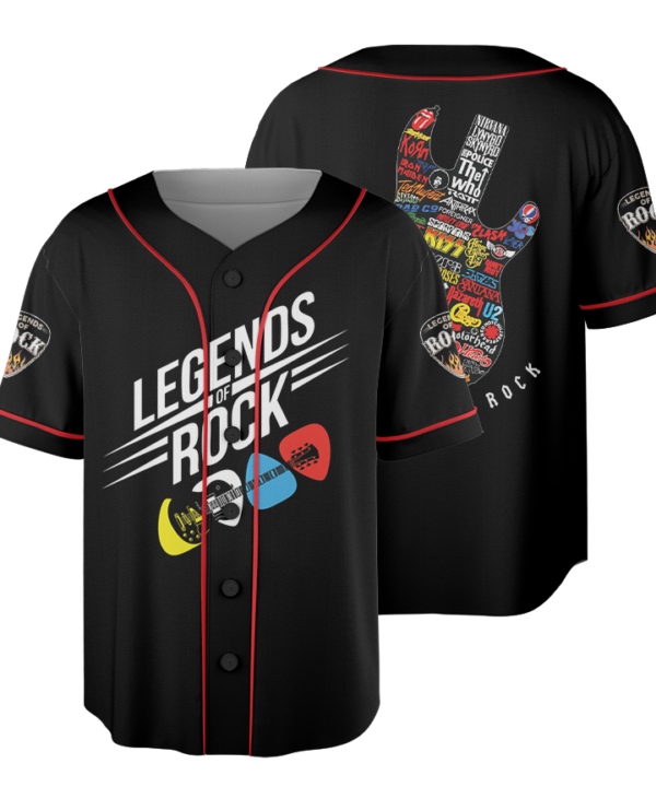 Legends of Rock Guitar Baseball Jersey, Vintage Band Logo Guitar Design