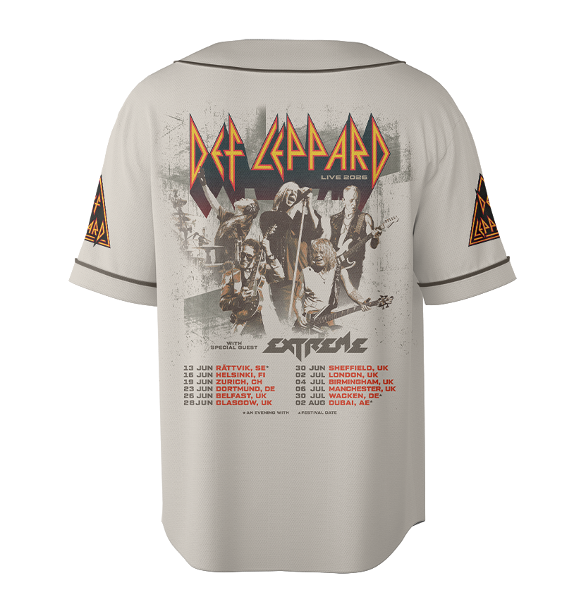 Def Leppard Retro Cassette Baseball Jersey, Vintage Rock Album Collection Crewneck, Classic 80s Music Fan Graphic Shirt - Image 3