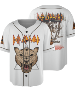 Def-Leppard Pyromania Basbeball Jersey, Vintage 1983 Tour Graphic Leopard