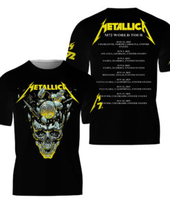 Metallica Retro Cassette 3D Tee, Vintage Metal Album Collection Crewneck, Classic Rock Fan Graphic Shirt