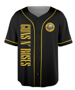 Alternative view of Men's Guns N' Roses Rock Band Baseball Jersey, Polyester, Black, Size S-5XL Adult/ Kid