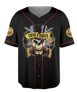 Alternative view of Women's Guns N' Roses Baseball Jersey, Polyester Button Down Shirt, Black, US Size