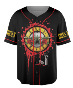 Alternative view of Men's Guns N' Roses Tour 2026 Baseball Jersey, Lightweight Polyester, Black, US Size