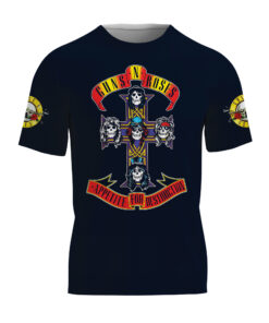 Alternative view of Guns N' Roses Women's  3D T-Shirt, Cotton Blend Graphic Tee, Black, US Size