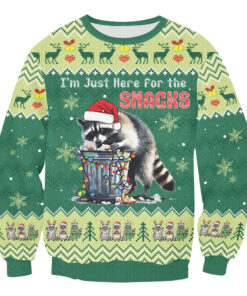 Alternative view of Christmas Raccoon Ugly Sweater, Funny Snack Lover Print Sweater, Xmas Sweater, Holiday Gift