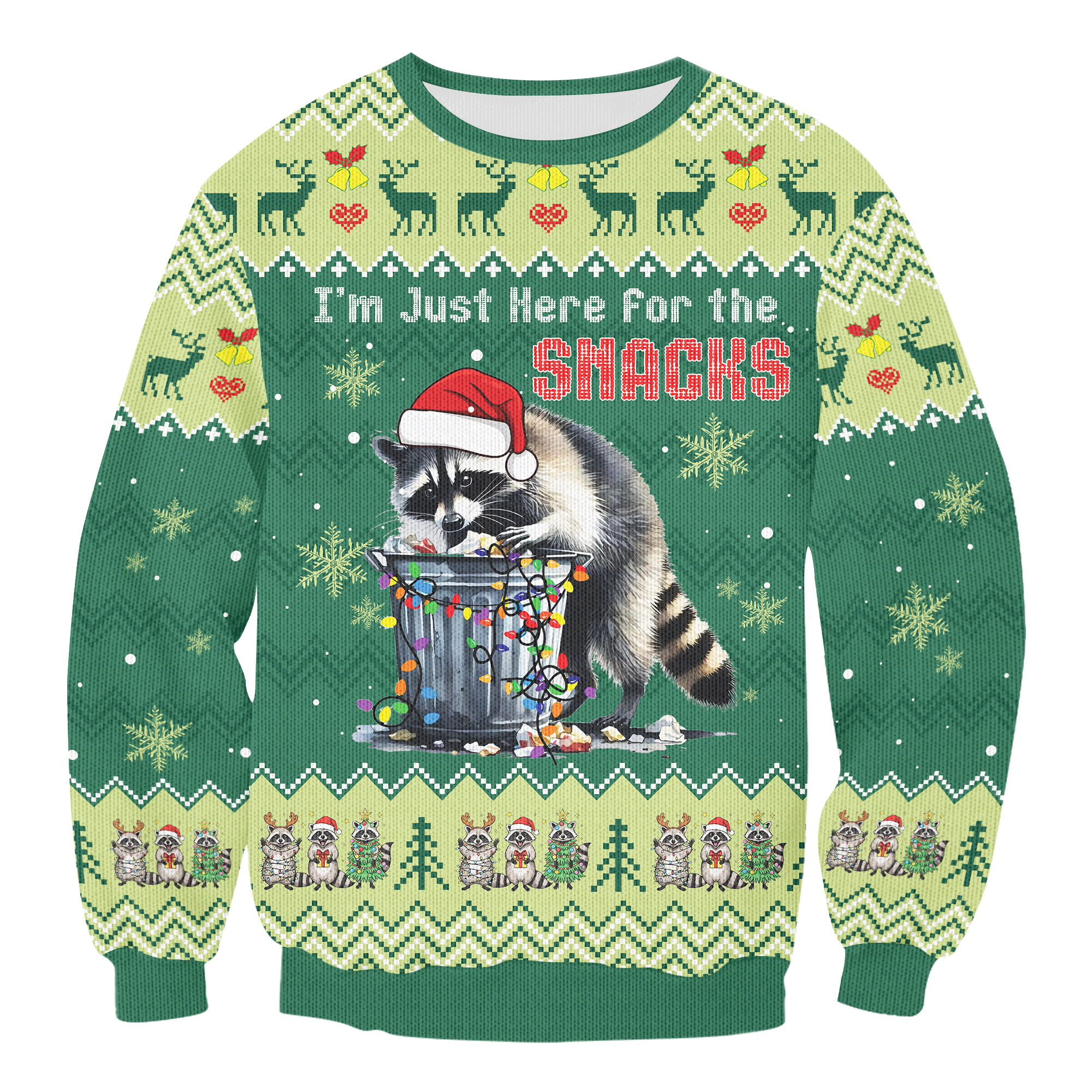 Christmas Raccoon Ugly Sweater, Funny Snack Lover Print Sweater, Xmas Sweater, Holiday Gift - Image 2