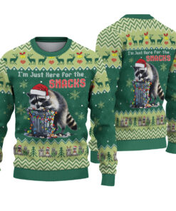 Christmas Raccoon Ugly Sweater, Funny Snack Lover Print Sweater, Xmas Sweater, Holiday Gift