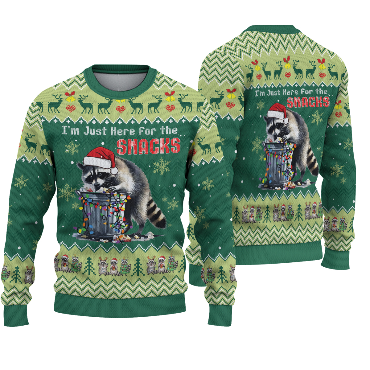 Christmas Raccoon Ugly Sweater, Funny Snack Lover Print Sweater, Xmas Sweater, Holiday Gift