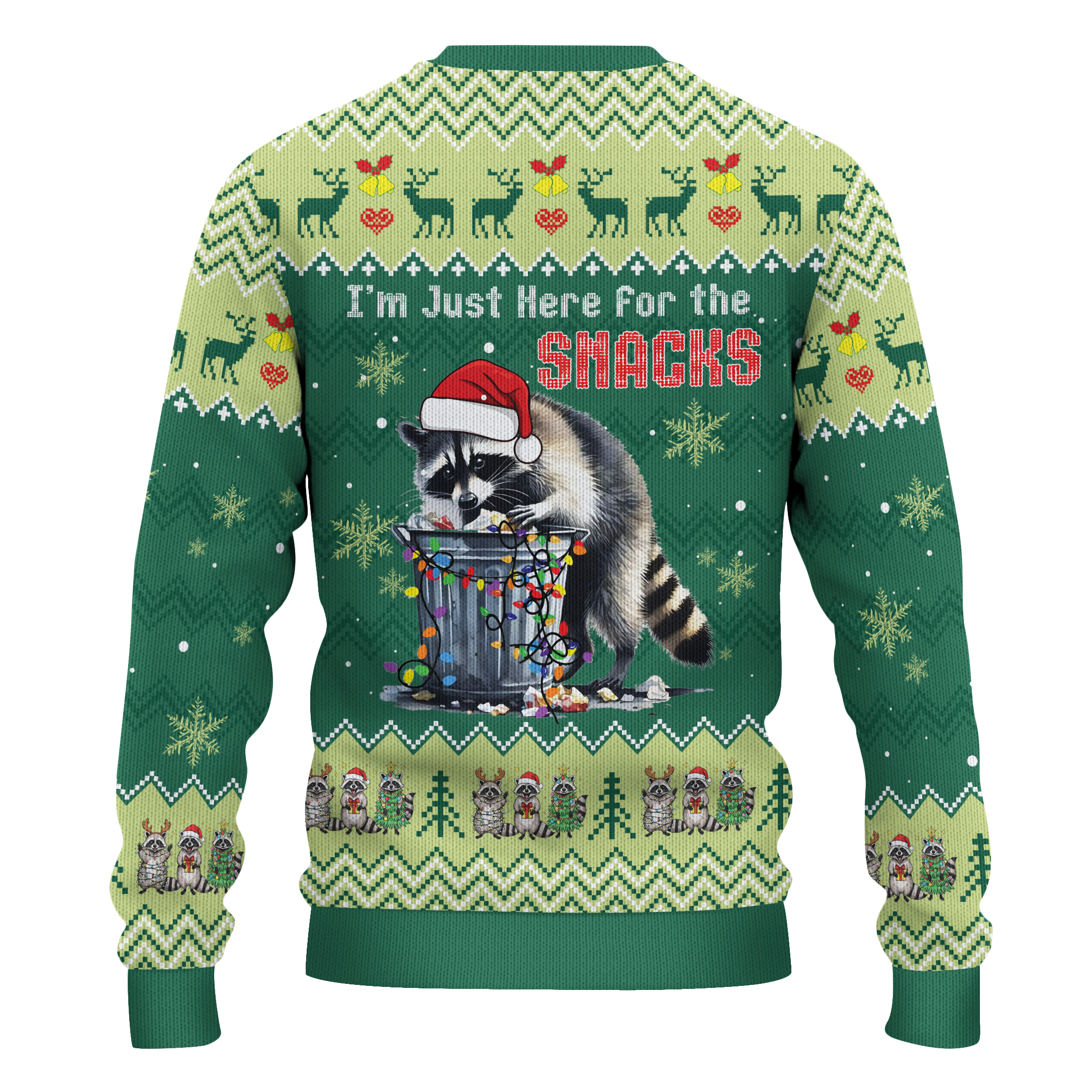 Christmas Raccoon Ugly Sweater, Funny Snack Lover Print Sweater, Xmas Sweater, Holiday Gift - Image 3
