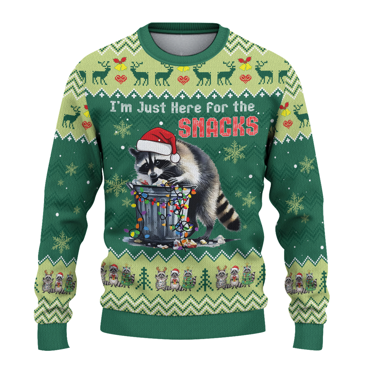 Christmas Raccoon Ugly Sweater, Funny Snack Lover Print Sweater, Xmas Sweater, Holiday Gift - Image 4