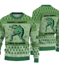 Frog Hippity Hoppity Ugly Christmas Sweater, Funny Frog Holiday Sweater, Animals Xmas Sweatshirt, Frog Meme Sweater Men Women