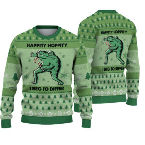 Frog Hippity Hoppity Ugly Christmas Sweater, Funny Frog Holiday Sweater, Animals Xmas Sweatshirt, Frog Meme Sweater Men Women