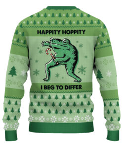 Alternative view of Frog Hippity Hoppity Ugly Christmas Sweater, Funny Frog Holiday Sweater, Animals Xmas Sweatshirt, Frog Meme Sweater Men Women