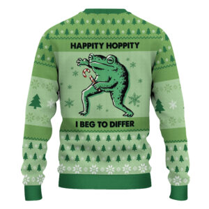 Alternative view of Frog Hippity Hoppity Ugly Christmas Sweater, Funny Frog Holiday Sweater, Animals Xmas Sweatshirt, Frog Meme Sweater Men Women