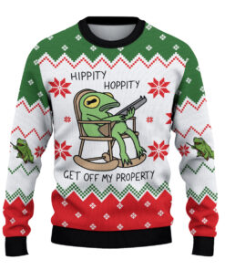 Alternative view of Frog Hippity Hoppity Christmas Christmas Ugly Sweater, Funny Frog Holiday Sweater, Animals Xmas Sweatshirt, Frog Meme Sweater Men Women