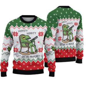 Frog Hippity Hoppity Christmas Christmas Ugly Sweater, Funny Frog Holiday Sweater, Animals Xmas Sweatshirt, Frog Meme Sweater Men Women