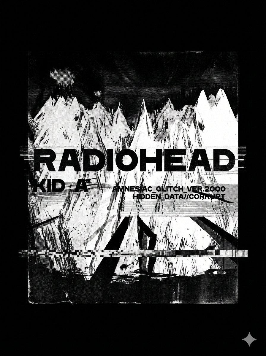 Radiohead Kid A Glitch Vintage 2000s Art Rock Bootleg Washed Experimental - Image 3