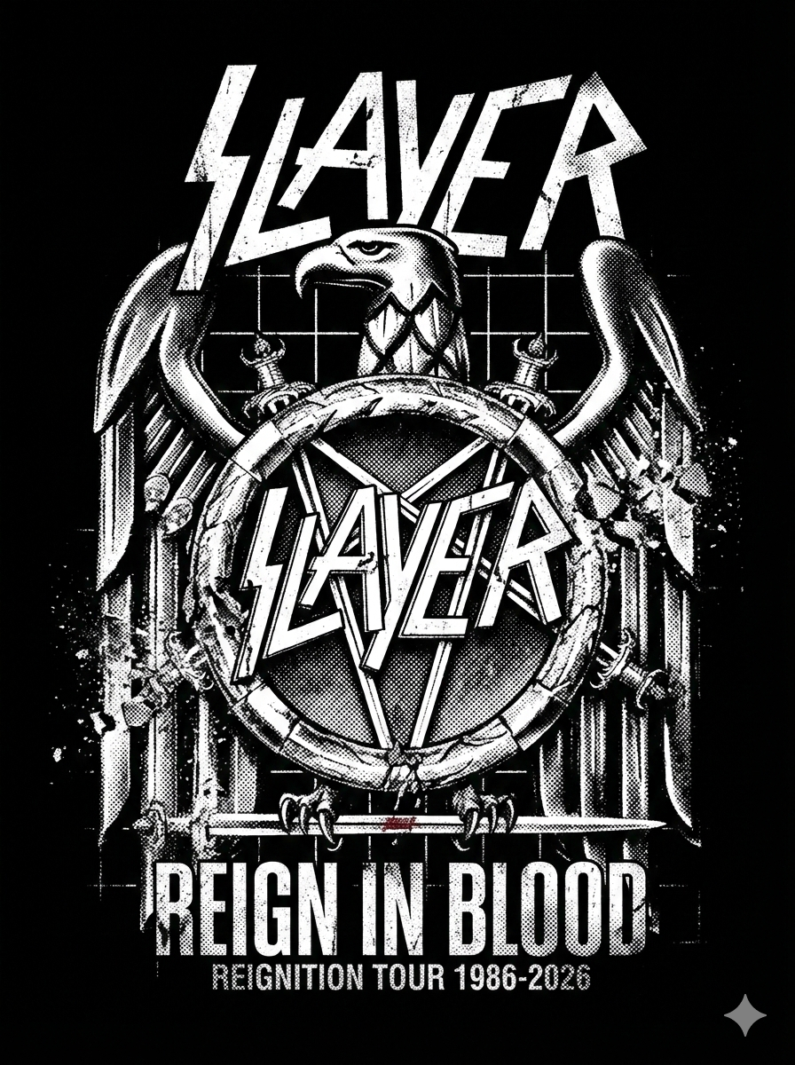 Slayer Reign In Blood Vintage 80s Thrash Metal Bootleg Distressed Black Tee - Image 3