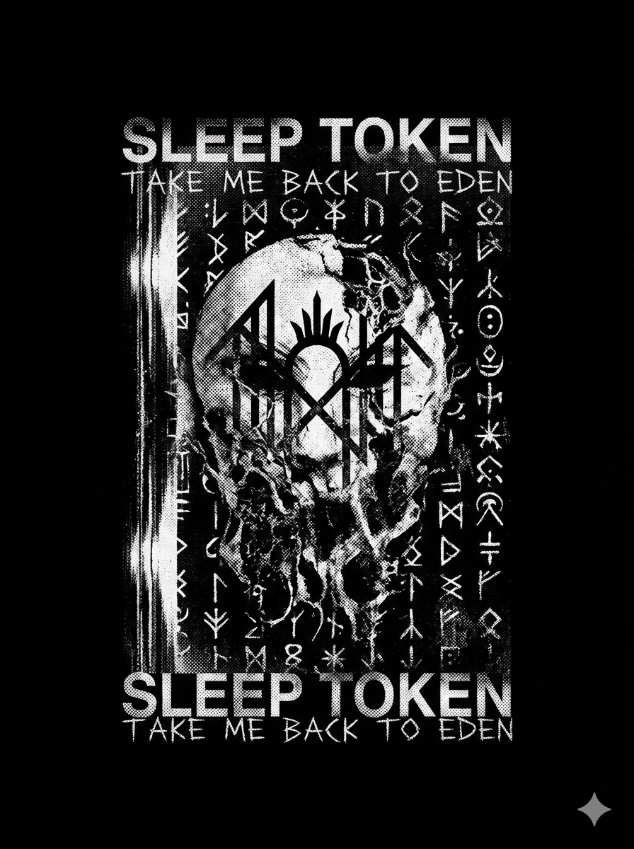 Sleep Token Eden Lore Vintage Occult Metal Bootleg Washed Rune - Image 3