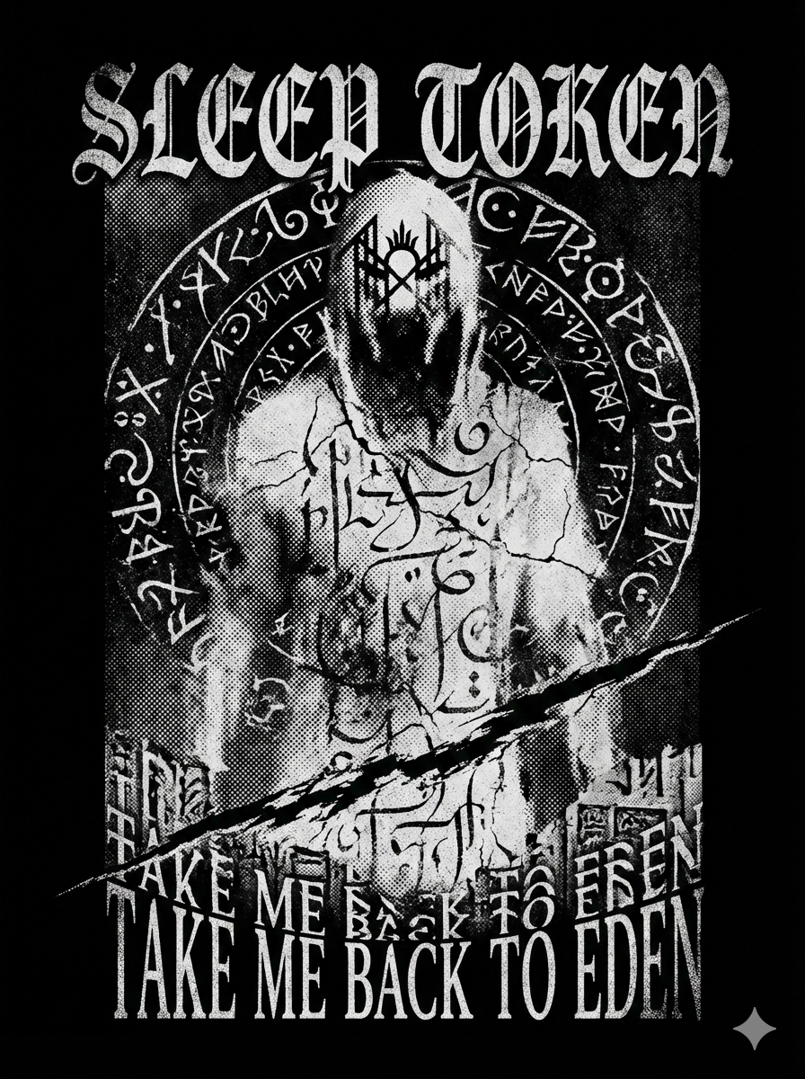 Sleep Token Take Me Back to Eden Occult Metal Vintage Wash Bootleg - Image 3