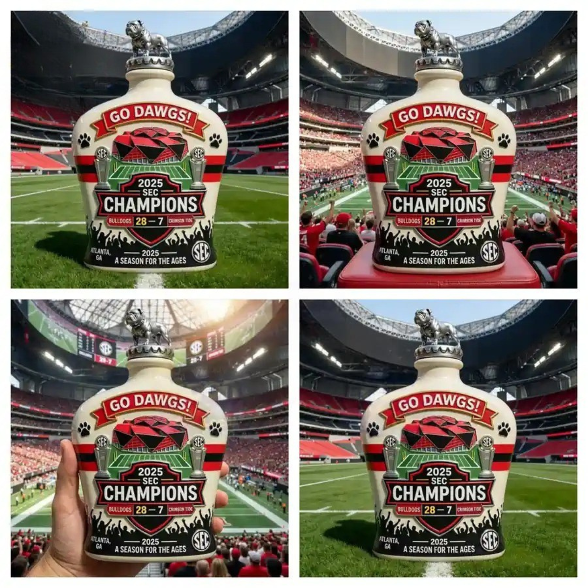 2025 Georgia Bulldogs SEC Champions Whiskey Bottle Decanter