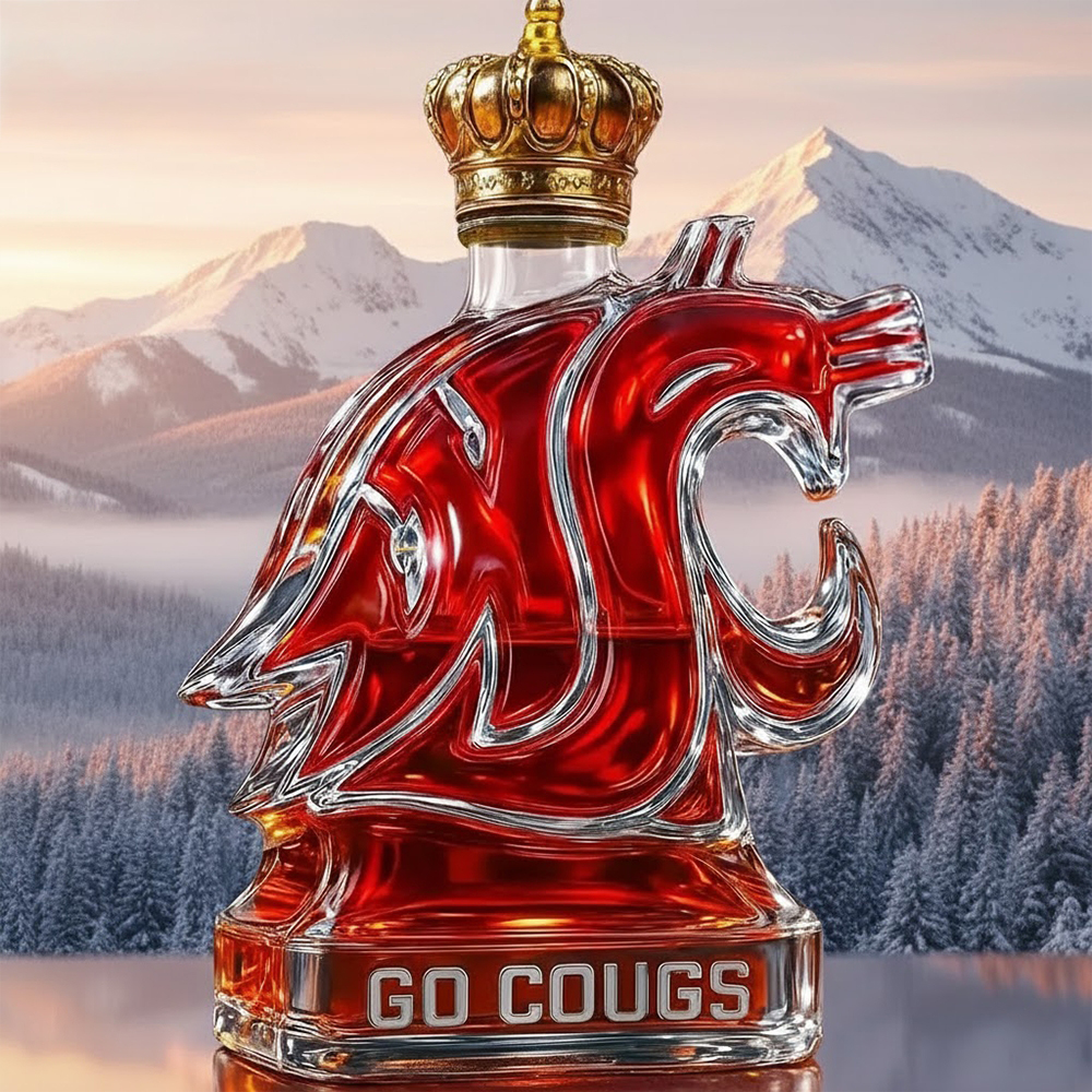 Washington State Cougars Go Cougs Decanter Whiskey Bottle