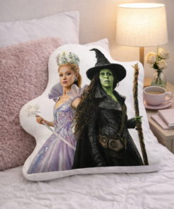 Fantasy Twin Witches Decorative Pillow – Magical Good & Dark Witch Design, Unique Home Décor Gift