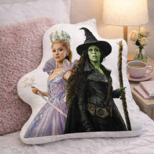 Fantasy Twin Witches Decorative Pillow – Magical Good & Dark Witch Design, Unique Home Décor Gift