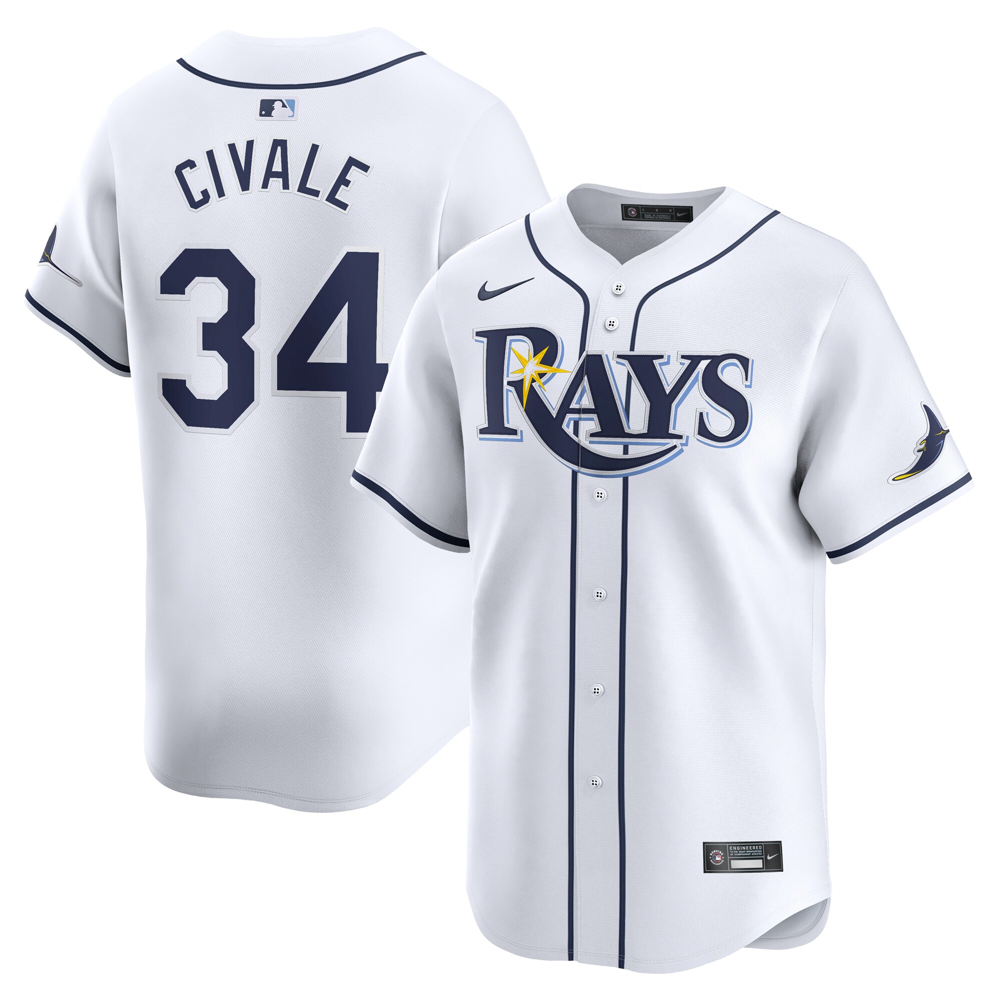 Aaron Civale Tampa Bay Rays Home Limited Player Baseball Jersey - White