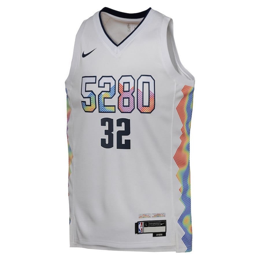 Alternative view of Aaron Gordon 32 Denver Nuggets 2024/25 Swingman Player YOUTH Basketball Jersey - City Edition - White - JS471 