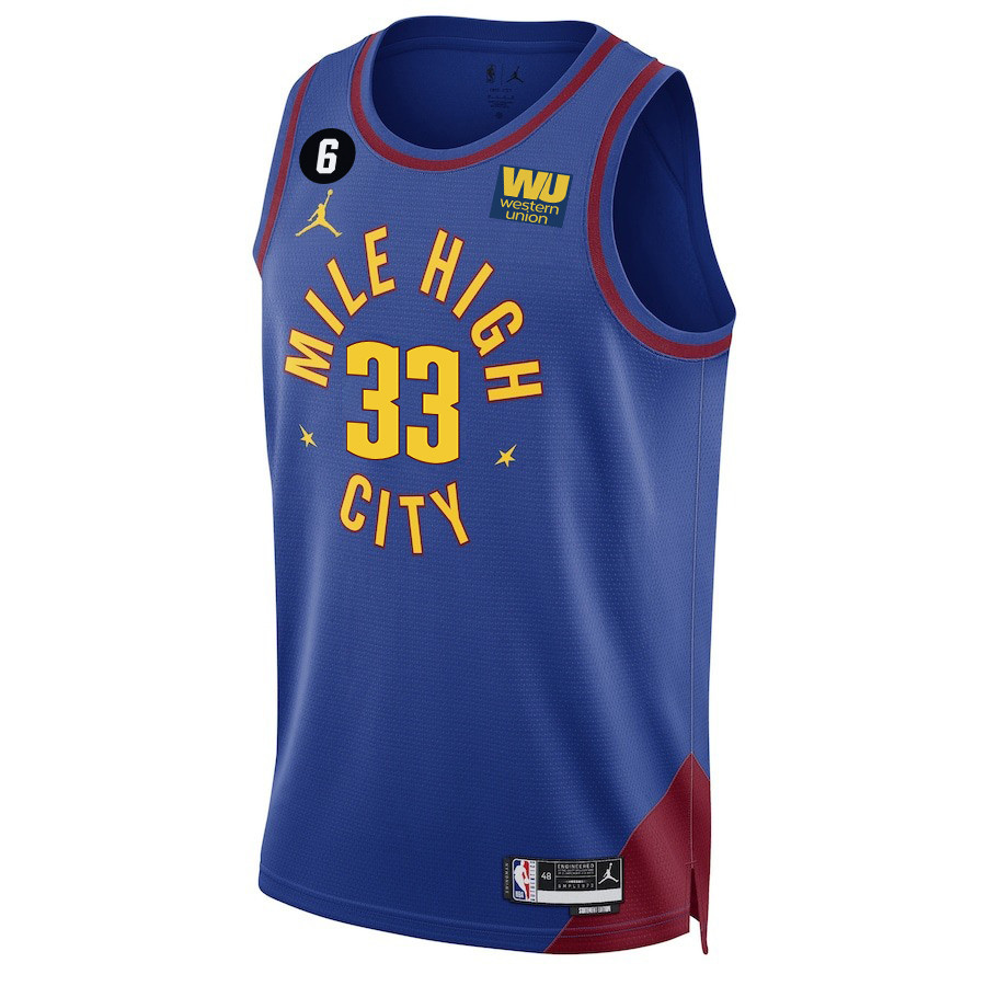 Alternative view of Aaron Gordon 33 Denver Nuggets Final Champions 2023 Swingman Basketball Jersey - Blue - JS704 