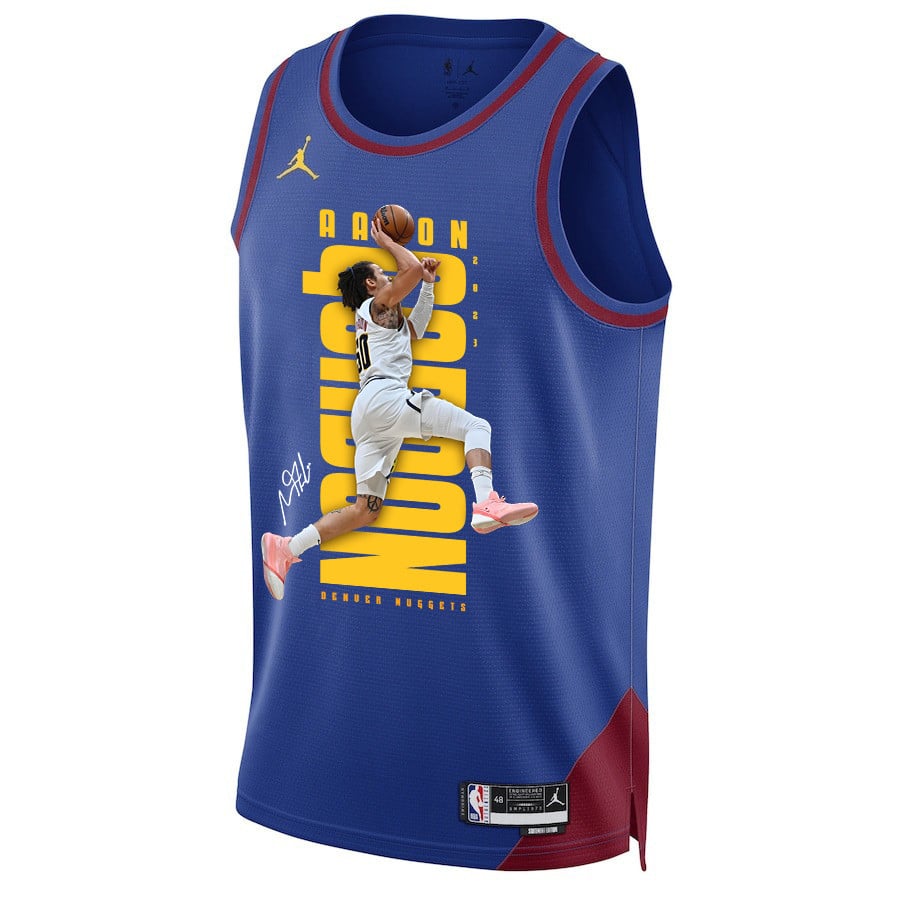 Alternative view of Aaron Gordon 50 Denver Nuggets Slamming Skills 2023 NBA Champions Swingman Basketball Jersey - Blue - JS376 