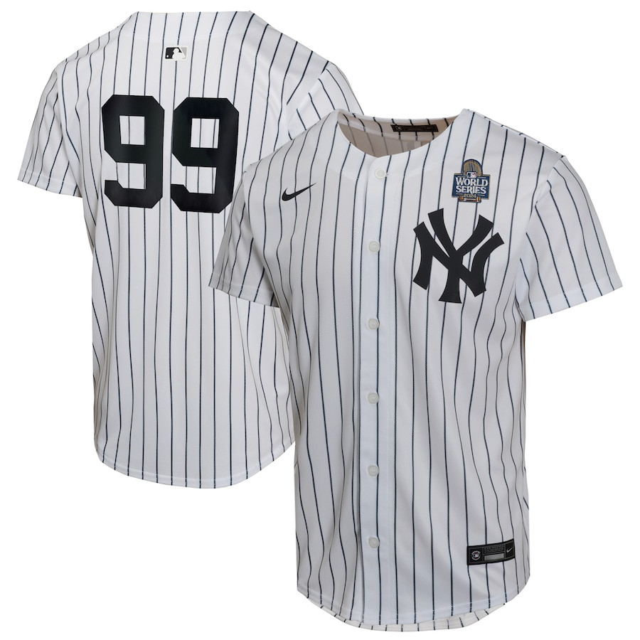 Aaron Judge 99 New York Yankees 2024 World Series Home Game Player YOUTH Baseball Jersey - White 