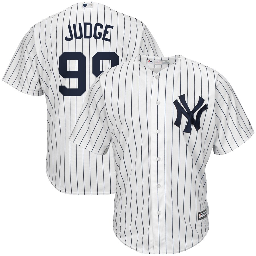 Aaron Judge New York Yankees Majestic Home Cool Base Player Baseball Jersey – White/navy