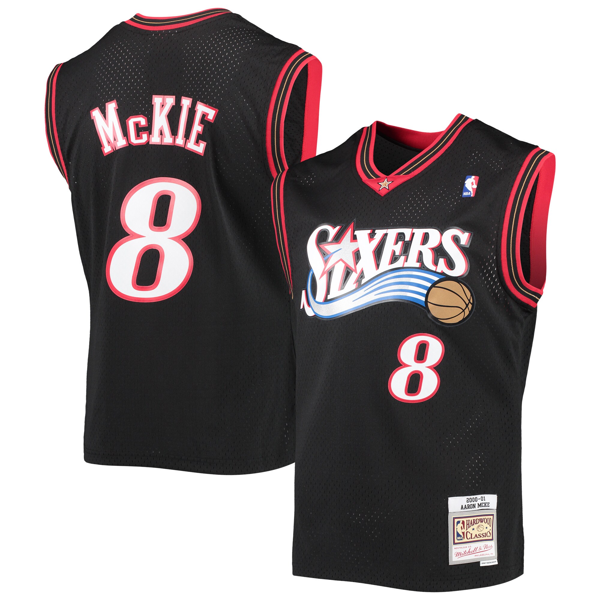 Alternative view of Aaron Mckie Philadelphia 76ers Mitchell & Ness 2000-01 Hardwood Classics Swingman Basketball Jersey - Black