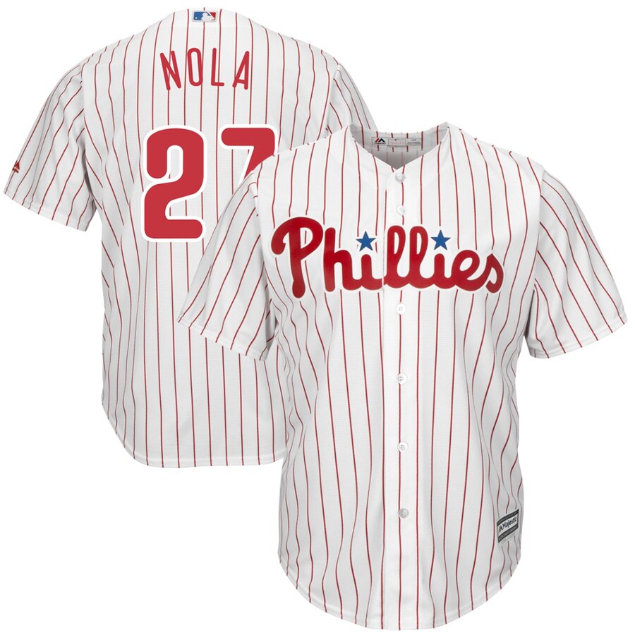 Aaron Nola Philadelphia Phillies Majestic Official Cool Base Player Baseball Jersey – White