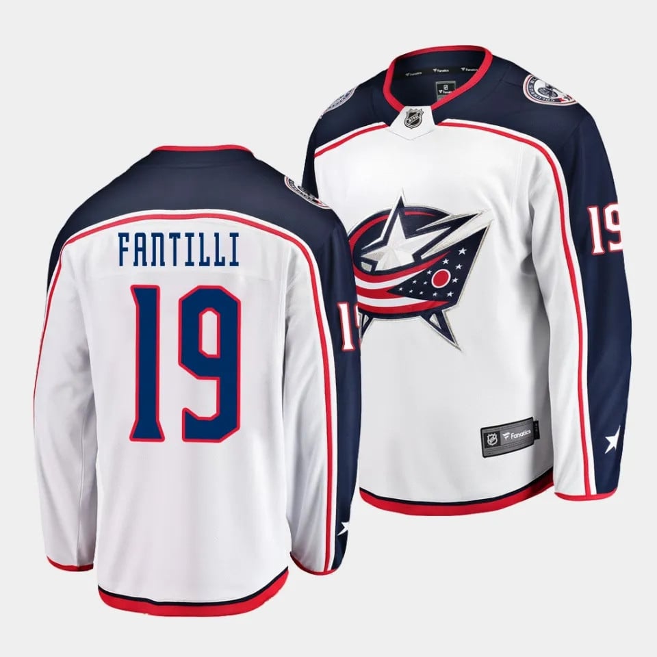 Adam Fantilli #19 Columbus Blue Jackets 2023 Draft Away Men Jersey - White - JS417 
