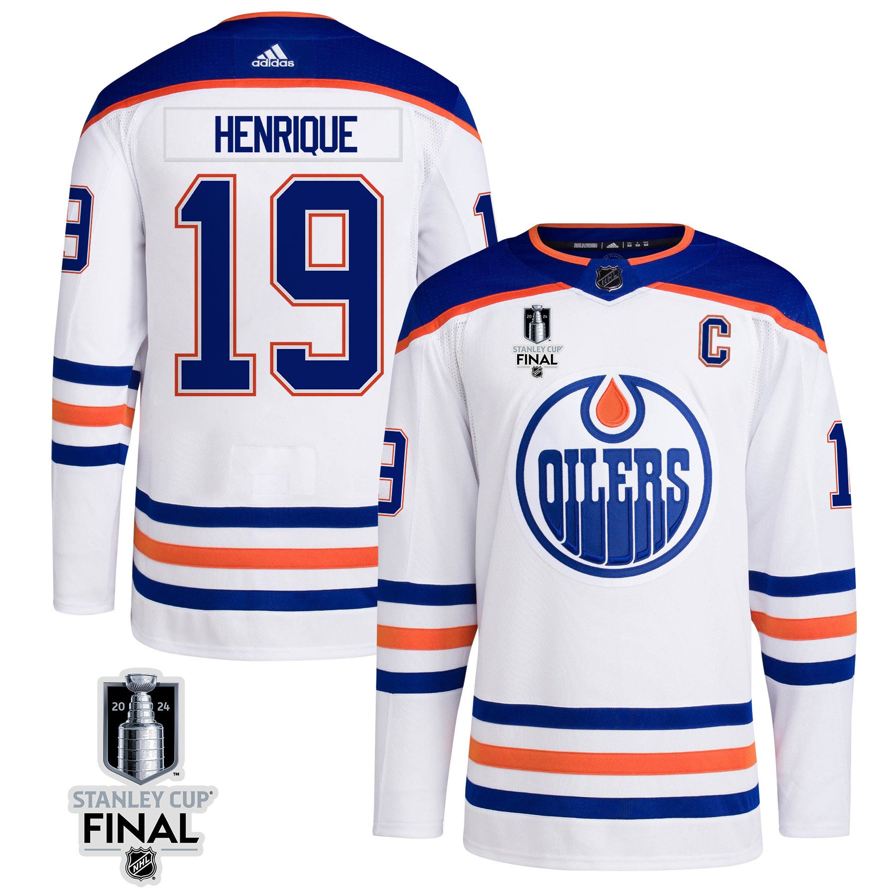 Adam Henrique 19 Edmonton Oilers 2024 STANLEY CUP Final Away Hockey Jersey - Men, White - JS971 