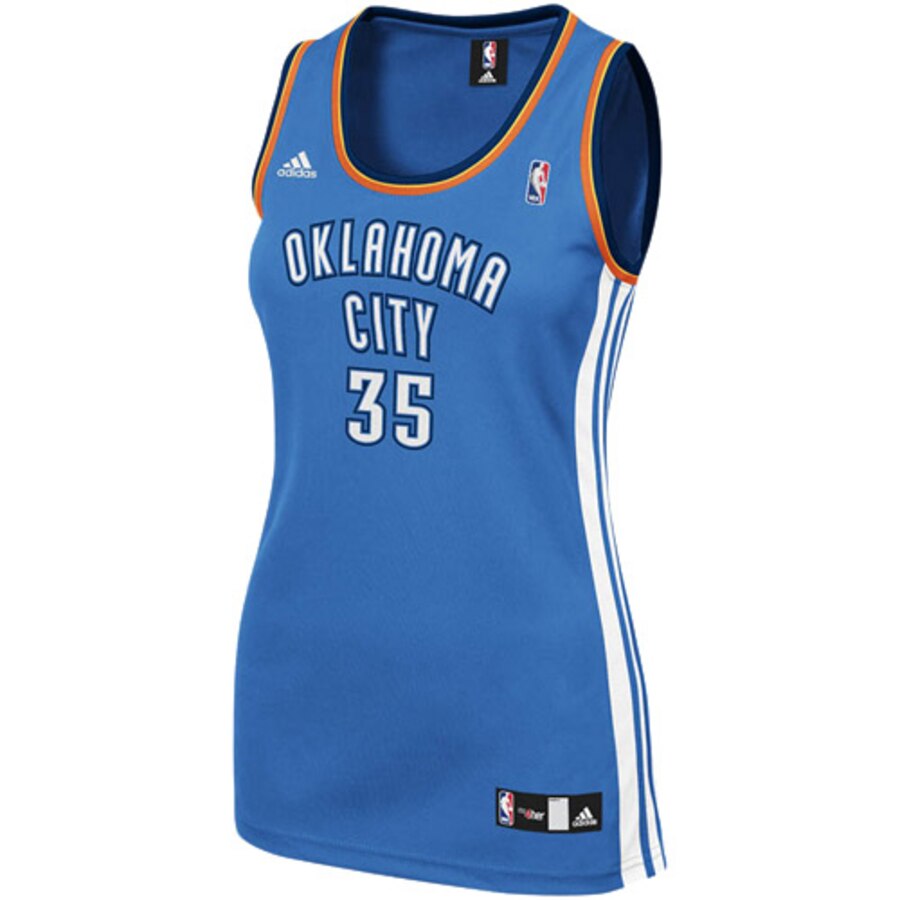 Alternative view of Adidas Kevin Durant Oklahoma City Thunder Women's Replica Basketball Jersey - Light Blue